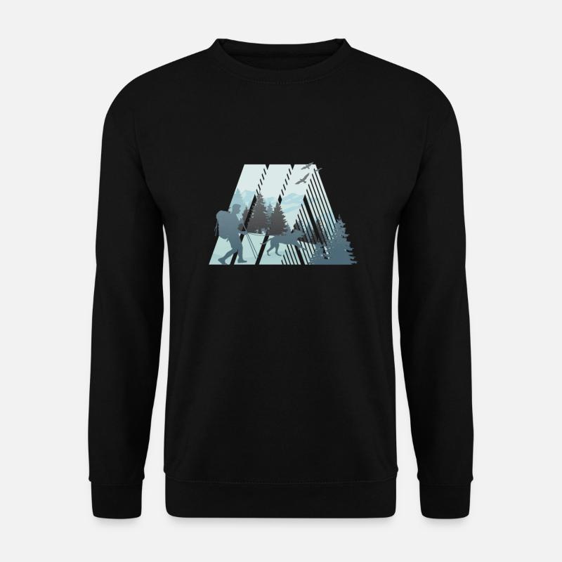 Retro Dogtrekking, Hundewandern in der Natur - Unisex Pullover - Schwarz