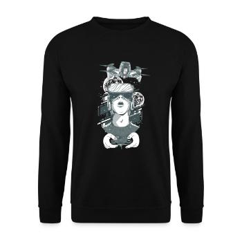 Drohnen Operator, Drohnenpilot mit Kameradrohne - Unisex Pullover - Schwarz - Vorne - Alina (178cm) & Michal (187cm)