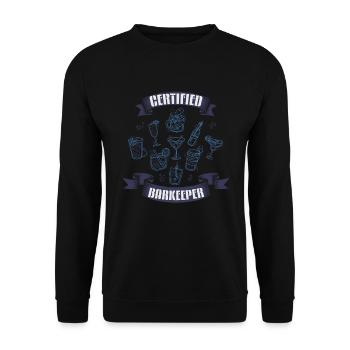 Barman certifié, Bartender - Sweat-shirt Unisexe - noir - Devant - Alina (178cm) & Michal (187cm)