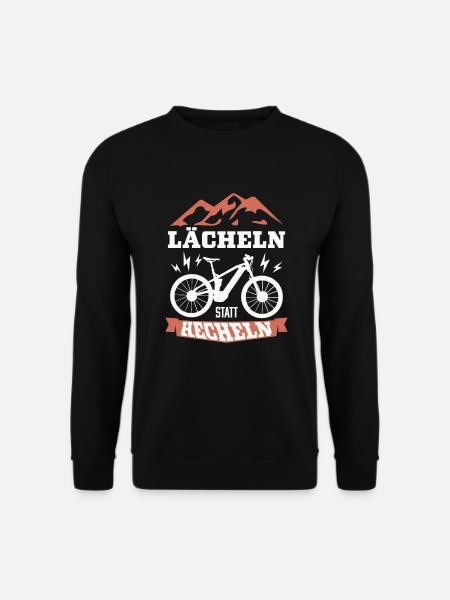 E-Bike, lächeln statt hecheln - Unisex Pullover - Schwarz