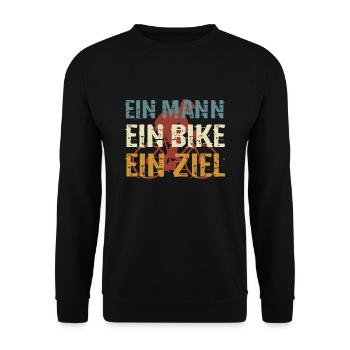 Radfahrer, Ein Mann, ein Bike, ein Ziel - Unisex Pullover - Schwarz - Vorne - Alina (178cm) & Michal (187cm)