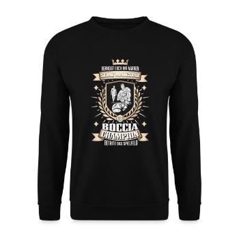Lustiger Boccia Spieler, Boule Sport und Petanque - Unisex Pullover - Schwarz - Vorne - Alina (178cm) & Michal (187cm)