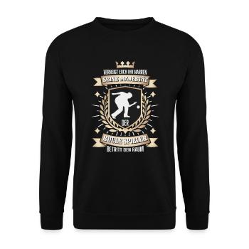 Lustiger Boccia Spieler, Seine Majestät - Unisex Pullover - Schwarz - Vorne - Alina (178cm) & Michal (187cm)