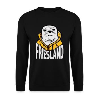 Friesland, naughty seal with Frisian ore - Unisex Sweatshirt - black - Front - Alina (178cm) & Michal (187cm)