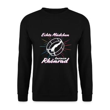 Echte Mädchen turnen Rhönrad - Unisex Pullover - Schwarz - Vorne - Alina (178cm) & Michal (187cm)