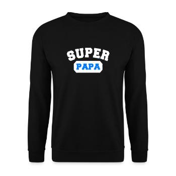 Superpapa Bester Dad Vater Super Papa Shirt - Unisex Pullover - Schwarz - Vorne - Alina (178cm) & Michal (187cm)
