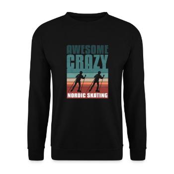 Retro vintage Nordic Skating - Unisex Pullover - Schwarz - Vorne - Alina (178cm) & Michal (187cm)