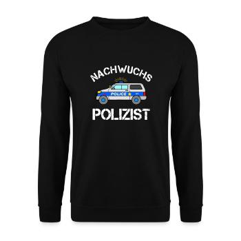 Nachwuchs Polizist Baby Kind Polizei Auto Geschenk - Unisex Pullover - Schwarz - Vorne - Alina (178cm) & Michal (187cm)