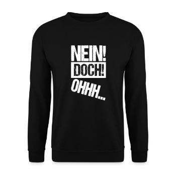 NEIN DOCH OHHH - Louis de Funes ein Film Zitat - Unisex Pullover - Schwarz - Vorne - Alina (178cm) & Michal (187cm)