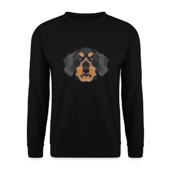 Teckel aux cheveux rugueux souriants - Sweat-shirt Unisexe - noir - Devant - Alina (178cm) & Michal (187cm)