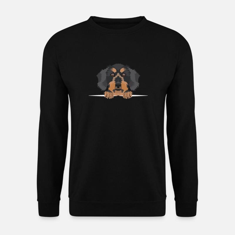 Lächelnder Rauhaardackel - Unisex Pullover - Schwarz