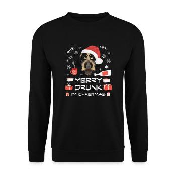 German Wirehair Drunk - Unisex Sweatshirt - black - Front - Alina (178cm) & Michal (187cm)
