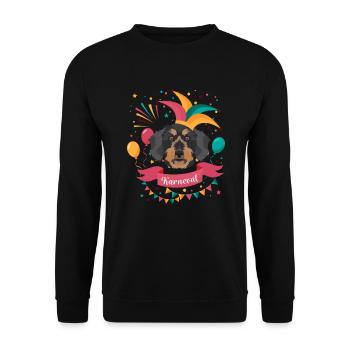 Rauhaardackel Karneval Fasching - Unisex Pullover - Schwarz - Vorne - Alina (178cm) & Michal (187cm)