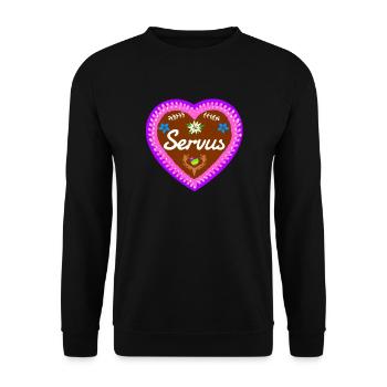 Gingerbread Heart T-Shirt Heart Servus Edelweiss - Unisex Sweatshirt - black - Front - Alina (178cm) & Michal (187cm)