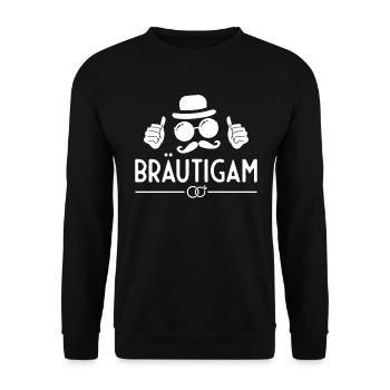 JGA 2022 Bräutigam Gesicht - Unisex Pullover - Schwarz - Vorne - Alina (178cm) & Michal (187cm)