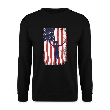 Amerikanische Fahne Marathon, Trailrunning - Unisex Pullover - Schwarz - Vorne - Alina (178cm) & Michal (187cm)