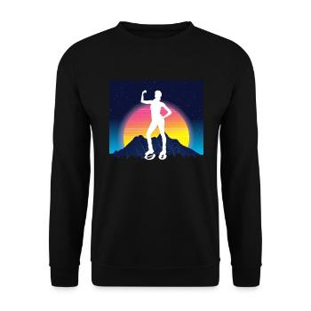 Vaporwave Synthwave Jump Chaussures Fitness - Sweat-shirt Unisexe - noir - Devant - Alina (178cm) & Michal (187cm)