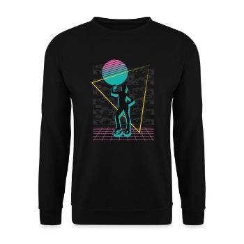 Vaporwave Synthwave Jump Shoes Fitness - Unisex Sweatshirt - black - Front - Alina (178cm) & Michal (187cm)