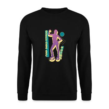 Vaporwave Synthwave Jump Chaussures Fitness - Sweat-shirt Unisexe - noir - Devant - Alina (178cm) & Michal (187cm)