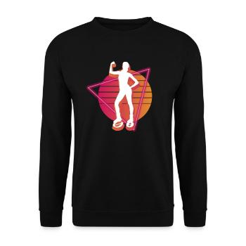Vaporwave Synthwave Jump Chaussures Fitness - Sweat-shirt Unisexe - noir - Devant - Alina (178cm) & Michal (187cm)