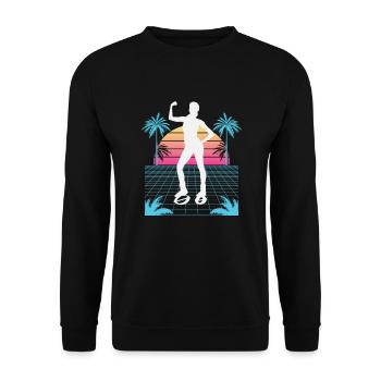 Vaporwave Synthwave Jump Shoes Fitness - Unisex Sweatshirt - black - Front - Alina (178cm) & Michal (187cm)