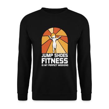 Jump Shoes Fitness est mon week-end parfait - Sweat-shirt Unisexe - noir - Devant - Alina (178cm) & Michal (187cm)