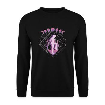Vaporwave Weltall Rope Jumping - Unisex Pullover - Schwarz - Vorne - Alina (178cm) & Michal (187cm)