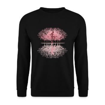 Japanische Kirschblüte Rope Jumping - Unisex Pullover - Schwarz - Vorne - Alina (178cm) & Michal (187cm)