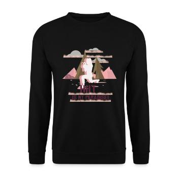 HIIT Fitness Frau - Unisex Pullover - Schwarz - Vorne - Alina (178cm) & Michal (187cm)