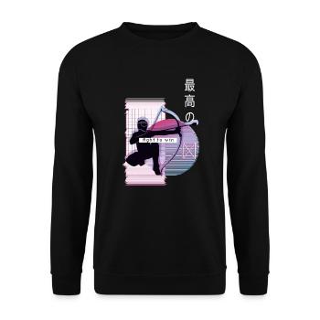 Vaporwave Metaverse Arrowtag - Sweat-shirt Unisexe - noir - Devant - Alina (178cm) & Michal (187cm)