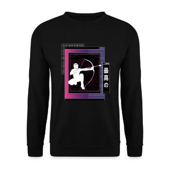 Vaporwave Metaverse Arrowtag - Sweat-shirt Unisexe - noir - Devant - Alina (178cm) & Michal (187cm)