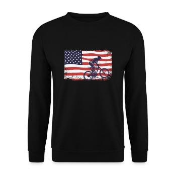 Amerikanische Fahne Downhill - Unisex Pullover - Schwarz - Vorne - Alina (178cm) & Michal (187cm)