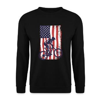 Amerikanische Fahne Downhill - Unisex Pullover - Schwarz - Vorne - Alina (178cm) & Michal (187cm)