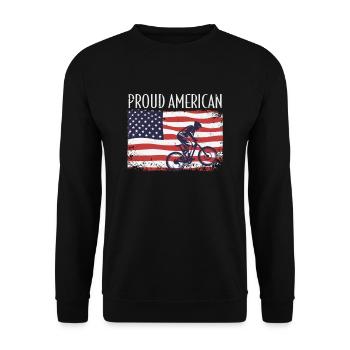 Amerikanische Fahne Downhill - Unisex Pullover - Schwarz - Vorne - Alina (178cm) & Michal (187cm)