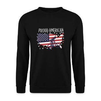 Amerikanische Fahne Downhill - Unisex Pullover - Schwarz - Vorne - Alina (178cm) & Michal (187cm)