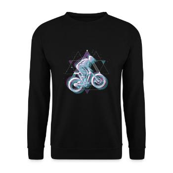 Vaporwave Weltall Downhill - Unisex Pullover - Schwarz - Vorne - Alina (178cm) & Michal (187cm)