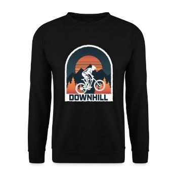 Downhill Mountain Bike - Unisex Sweatshirt - black - Front - Alina (178cm) & Michal (187cm)
