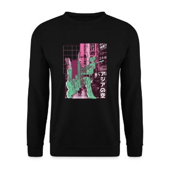 Asiatische Stadt Paintball - Unisex Pullover - Schwarz - Vorne - Alina (178cm) & Michal (187cm)