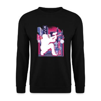Asiatische Stadt Paintball - Unisex Pullover - Schwarz - Vorne - Alina (178cm) & Michal (187cm)