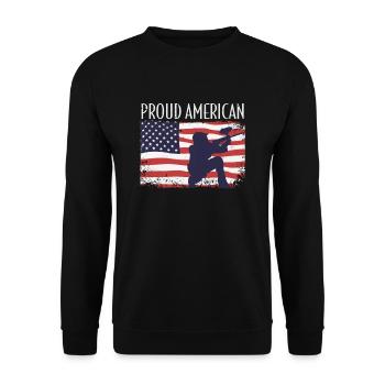 Amerikanische Fahne Paintball - Unisex Pullover - Schwarz - Vorne - Alina (178cm) & Michal (187cm)