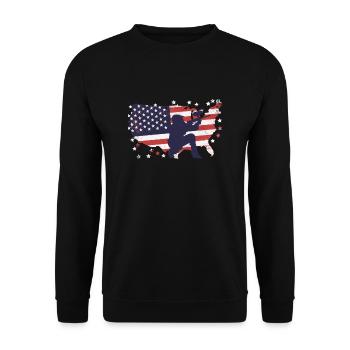 Amerikanische Fahne Paintball - Unisex Pullover - Schwarz - Vorne - Alina (178cm) & Michal (187cm)