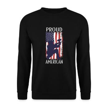 Amerikanische Fahne Paintball - Unisex Pullover - Schwarz - Vorne - Alina (178cm) & Michal (187cm)