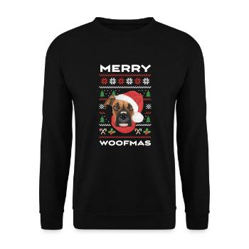 Boxer Frohe Weihnachten - Unisex Pullover - Schwarz - Vorne - Alina (178cm) & Michal (187cm)