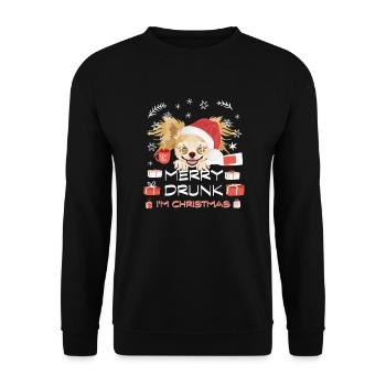 Chihuahua Christmas Market - Unisex Sweatshirt - black - Front - Alina (178cm) & Michal (187cm)