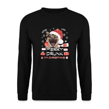 German Shepherd Christmas Market - Unisex Sweatshirt - black - Front - Alina (178cm) & Michal (187cm)