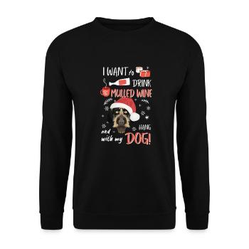 German Wirehair Mulled Wine Christmas - Unisex Sweatshirt - black - Front - Alina (178cm) & Michal (187cm)
