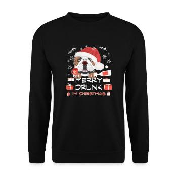 English Bulldog Christmas Market - Unisex Sweatshirt - black - Front - Alina (178cm) & Michal (187cm)