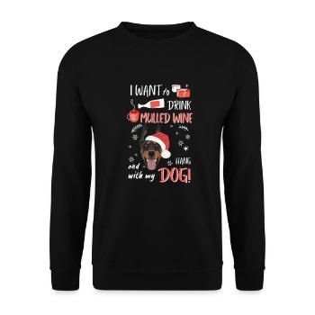 Doberman vin chaud Noël - Sweat-shirt Unisexe - noir - Devant - Alina (178cm) & Michal (187cm)