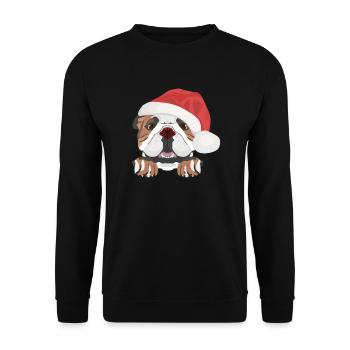 Bouledogue anglais Joyeux Noël - Sweat-shirt Unisexe - noir - Devant - Alina (178cm) & Michal (187cm)