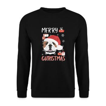 Bouledogue anglais Joyeux Noël - Sweat-shirt Unisexe - noir - Devant - Alina (178cm) & Michal (187cm)